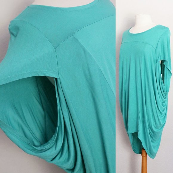 NEW Doo Ri Impulse from Macy's Turquoise Blue Longline Tunic Top S Lagenlook NWT - Picture 3 of 9